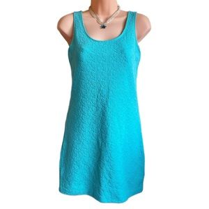 Tank top mini dress turquoise color with rose bud shape zipper slider Medium